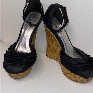 Qupid black wedge sandal heels